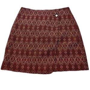 Geometric AOP Aztec Skirt Skort Look Red Navy Academia Preppy Womens Sz 6